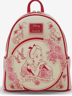 Loungefly Disney Alice in Wonderland Cream and Pink Floral Mini Backpack